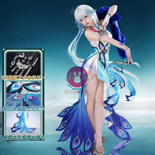 【Azuiblc】崩壊スターレイル　爻光　コスプレ衣装 髪飾り  こうこう　ファーショール付き 金属アクセサリー コスプレ ドレス コスチュームセット cosplay