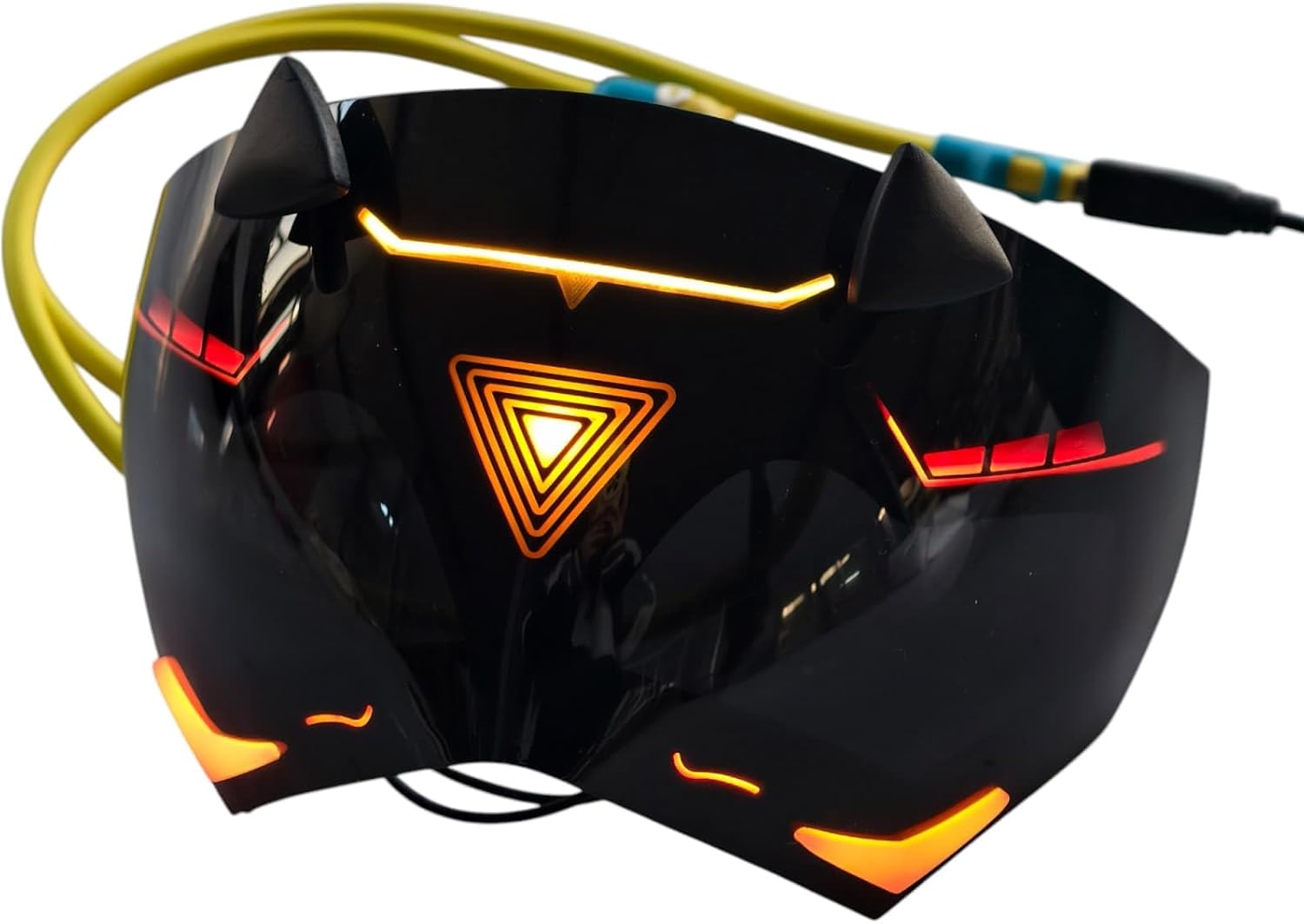 Azuiblc  ゼンゼロ　トリガー 仮面 光るコスプレ道具 3種類ライト 7表情 USB充電 手作り マスク 高完成度 黒 お面 コスプレ 小道具 - Azuiblc