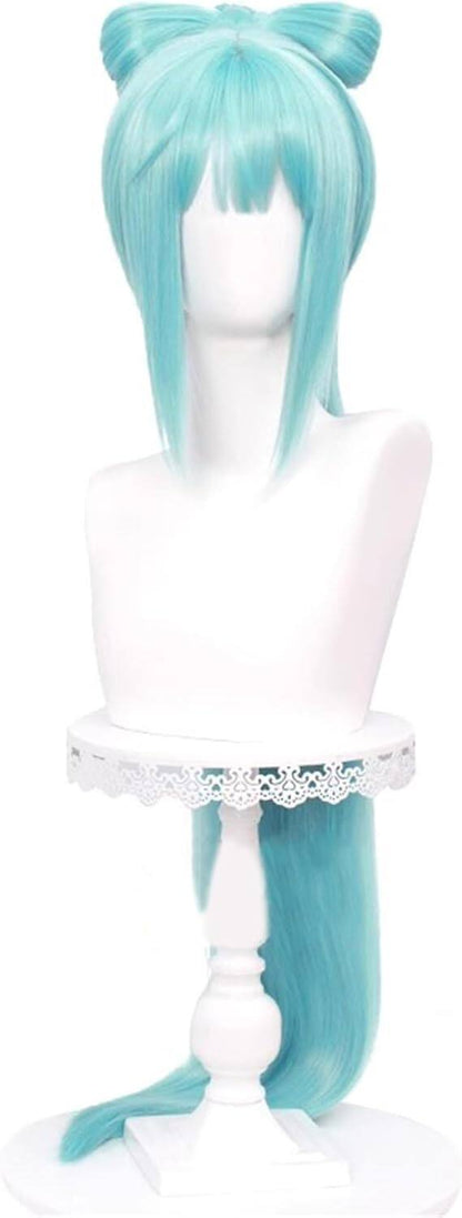 Azuiblc 初音ミク 2025雪ミク SNOW MIKU ウィッグ ネット付き コスプレ 水色 白 グラデーション ツインテール カツラ グッズ アニメ かつら 鬘 WIG コスプレ道具 　Azｗ003 - Azuiblc