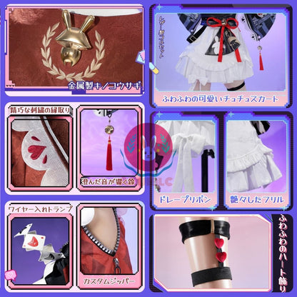 納品【Azuiblc】崩壊スターレイル  火花 ひばな コスプレ衣装 帽子 ツノ 尻尾付き 金属アクセサリー コスプレ ドレス 和服 コスチュームセット cosplay