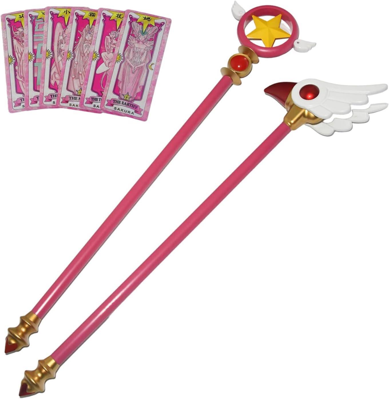 Azuiblc 木之本桜 封印の杖 コスプレ道具　プラスチック製 透明 85cm　 魔法少女 魔法の杖 ステッキ つえ 杖 きのもと さくら　Cosplay コスプレ小物 - Azuiblc