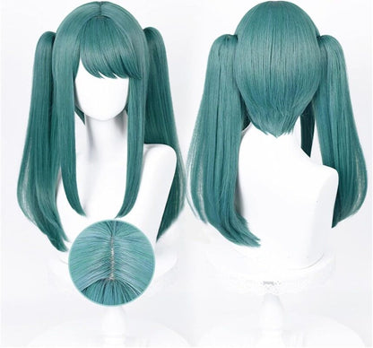 Azuiblc 初音ミク 2025雪ミク SNOW MIKU ウィッグ ネット付き コスプレ 水色 白 グラデーション ツインテール カツラ グッズ アニメ かつら 鬘 WIG コスプレ道具 　Azｗ003 - Azuiblc