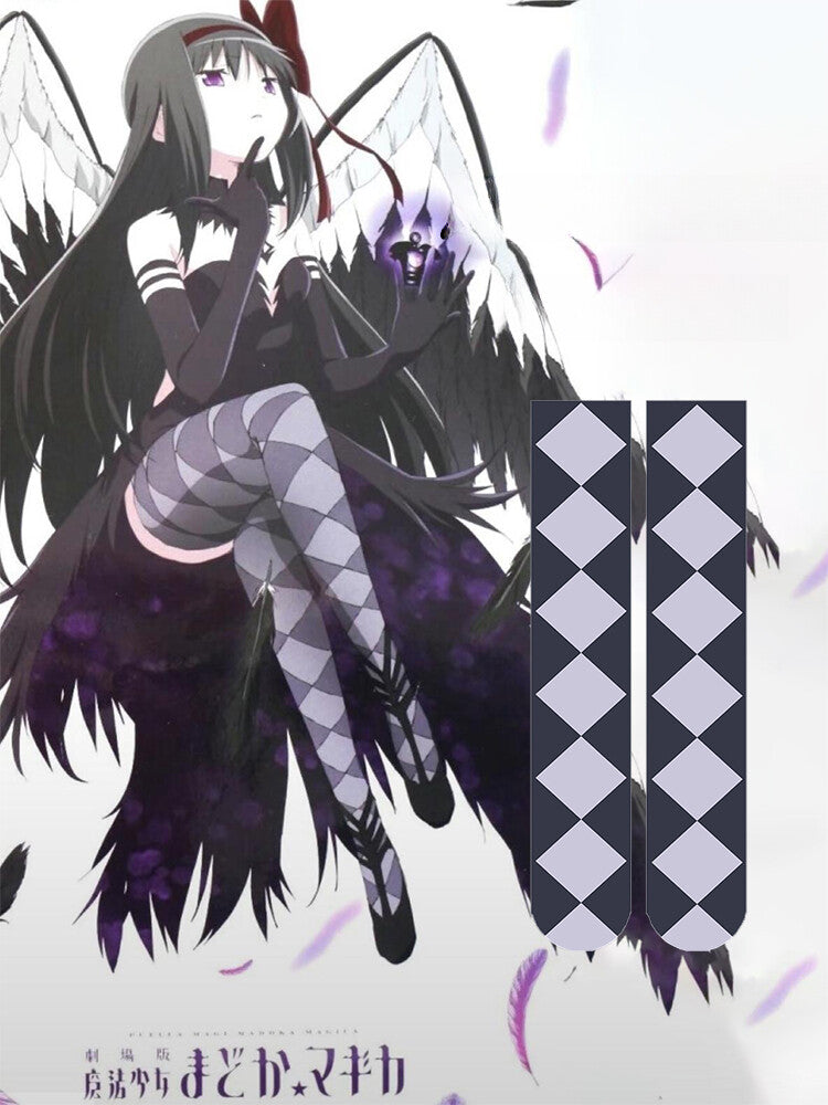 Azuiblc 魔法少女まどか☆マギカ  鹿目 まどか ニーハイソックス 鹿目 まどか　靴下 ストッキング  涼感シリーズ 光沢オーバーニーソックス - Azuiblc