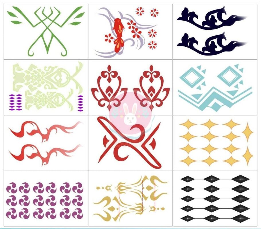 Azuiblc  原神 タトゥーシール 凝光 紗の幽蘭 コスプレ 小物 原神 太もも ボディーシール セット グッズ 人気 おしゃれ 飾り ファッション ハロウィン イベント 装備品 - Azuiblc