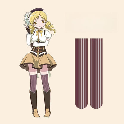 Azuiblc　魔法少女まどかマギカ  巴 マミ ニーハイソックス タイツ  ともえ マミ ストッキング 涼感シリーズ 光沢オーバーニーソックス - Azuiblc