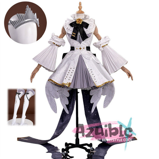 Azuiblc 初音ミク 　シンフォニー2025  舞台服　ワンピース　礼服　白色　王冠付き　講演 0周年記念 舞台衣装 | 王冠付き白ワンンピース礼服セット コスプレ - Azuiblc