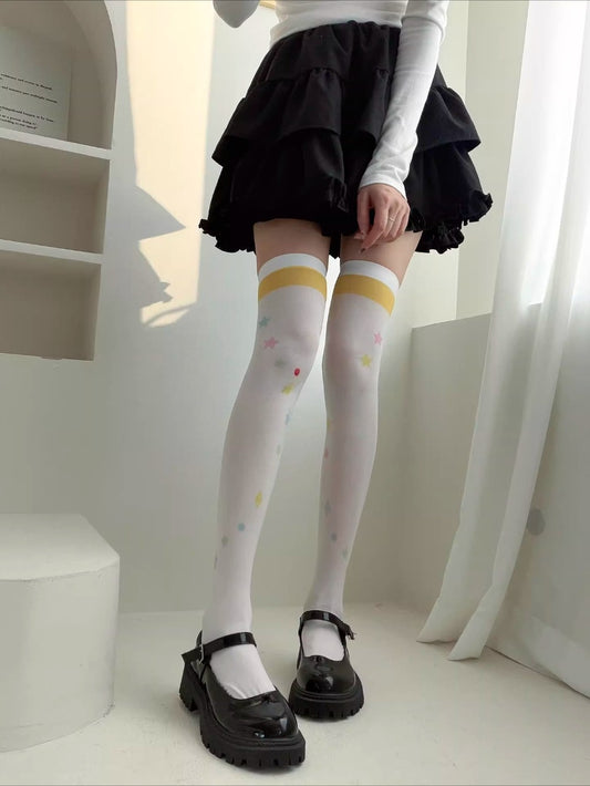 Azuiblc アイカツ! 有栖川乙女  プリントタイツ 弾性ストッキング 太ももソックス コスプレ道具　60cm 75cm