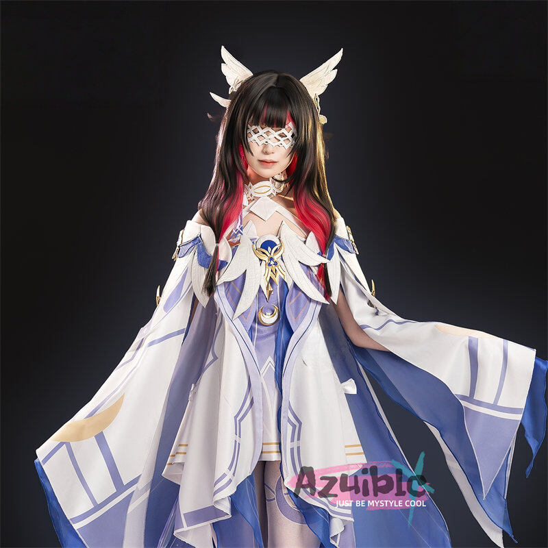 Azuiblc 原神　コロンビーナ(少女) 　コスプレ衣装 3D樹脂製パーツ 髪飾り付き ワンピース  再現衣装 - Azuiblc