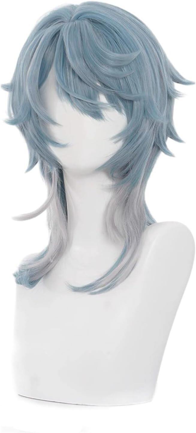 Azuiblc崩壊  スターレイル サンデー コスプレ ウィッグ 青灰色 ネット付き 耐熱 かつら 鬘 WIG ロング コスプレ道具 小物 - Azuiblc