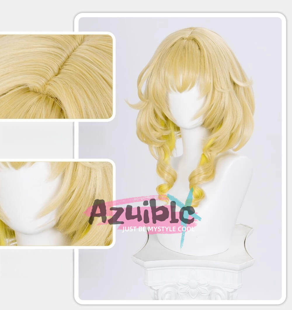 Azuiblc 崩壊スターレイル アグライア 　ウィッグ　金色　 オンパロス　 Aglaea　コスプレ　カツラ　Azw009 - Azuiblc