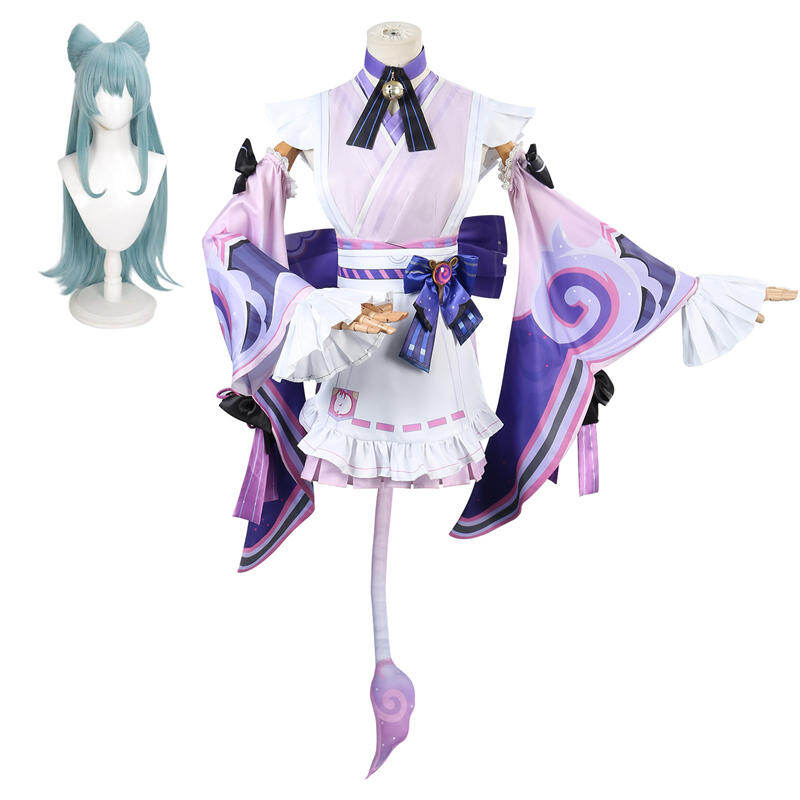 Azuiblc 原神 夢見月瑞希 コスプレ衣装　和服　ウィッグ＋扇子追加可能　costume　仮装　イベント　祭り - Azuiblc