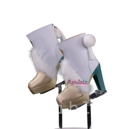 Azuiblc　原神　しはく 茲白 　シューズ　ブーツ 　げんしん　底9.5cm　コスプレ道具　イベント　撮影道具