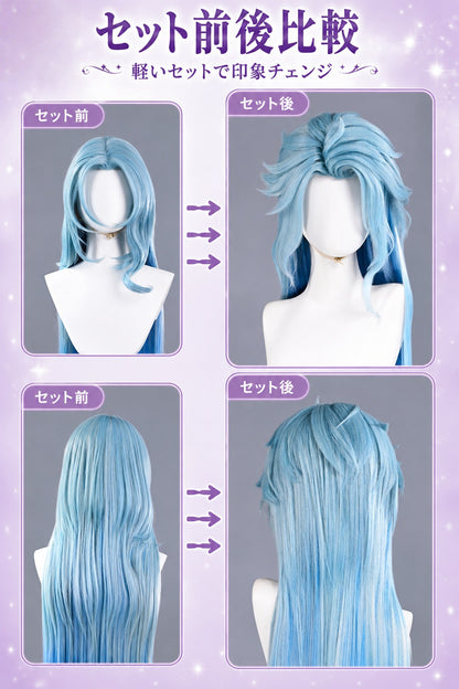 Azuiblc 原神 ドットーレ 博士 コスプレウィッグ 110cm 耐熱カツラ