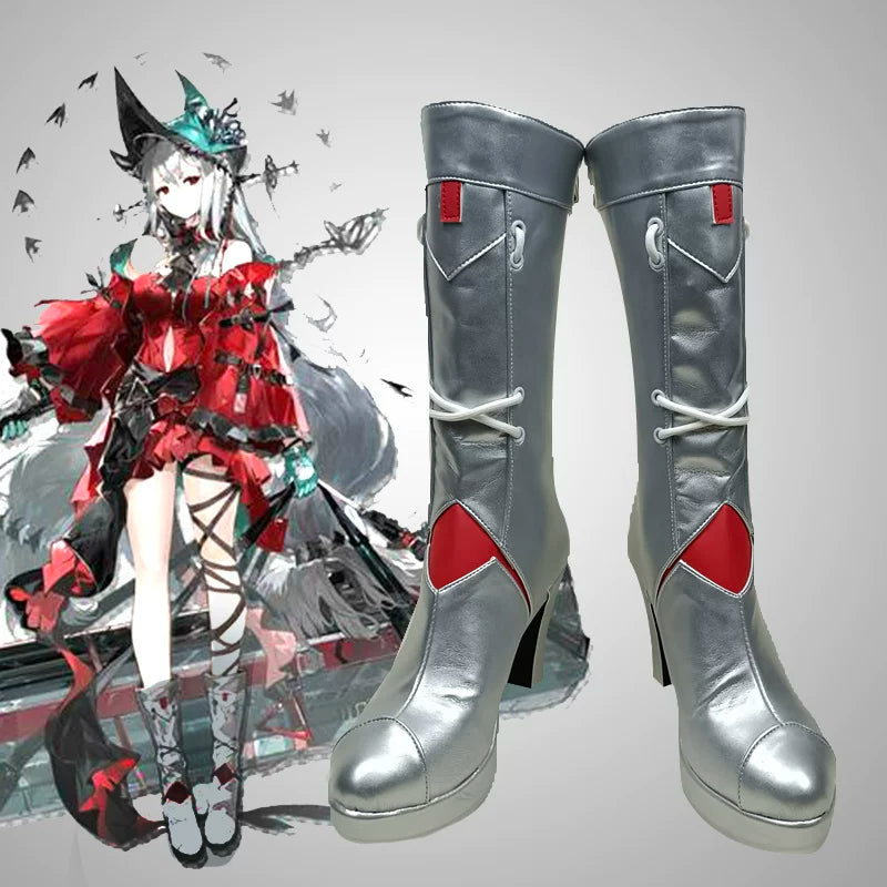 Azuiblc　アークナイツ  明日方舟 濁心スカジ ブーツ　ロングブーツ　コスプレ道具  Skadi the Corrupting Heart 　イベント
