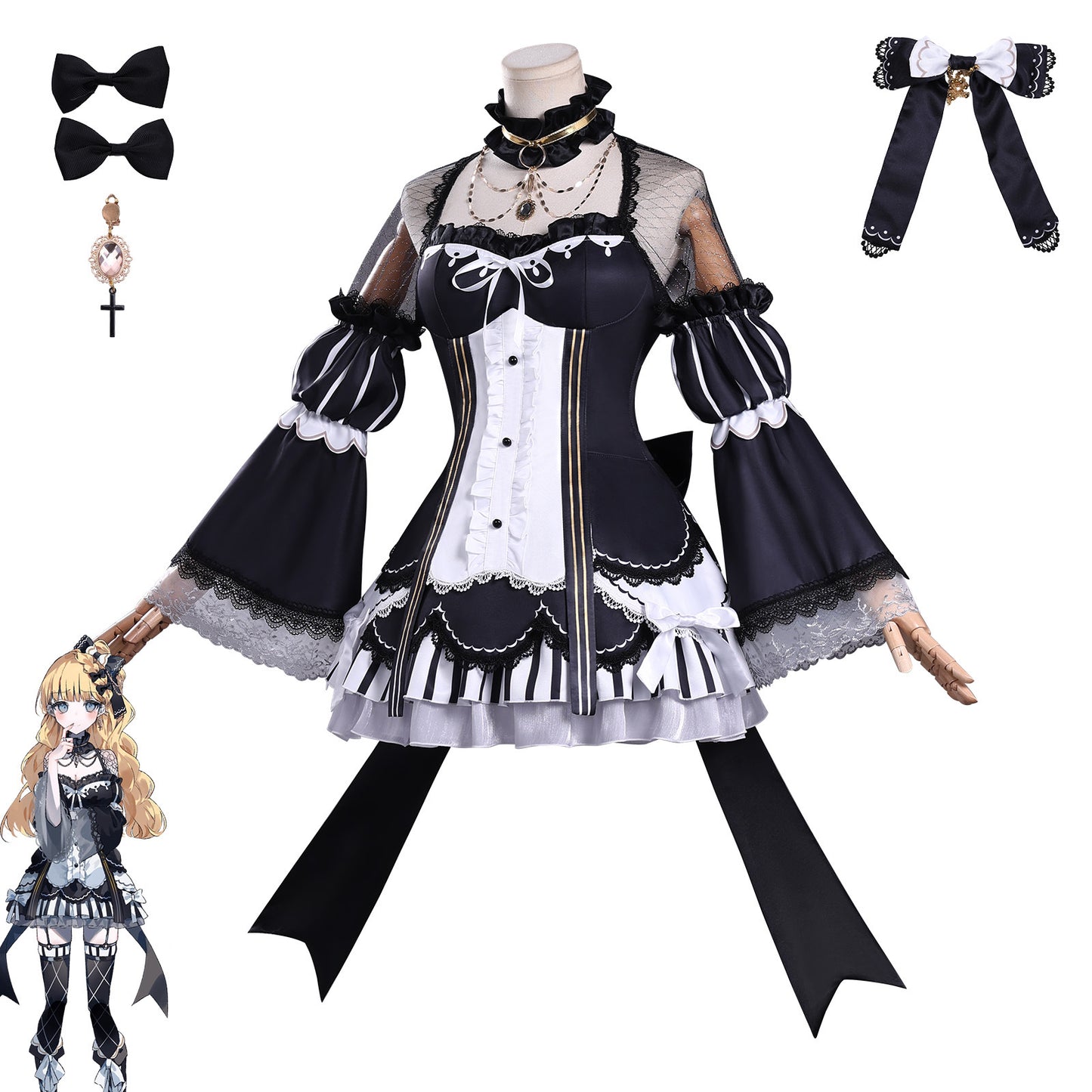 Azuiblc　魔法少女ノ魔女裁判　佐伯 ミリア　コスプレ衣装　まのさば　ドレス　コスチューム　洋服風　ワンピース