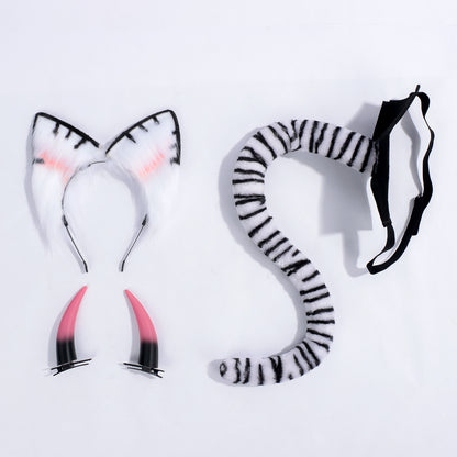 【Azuiblc】超かぐや姫！ 駒沢乃依 コスプレ 尻尾＋耳飾　角　アクセサリー　ヘア飾　女装男子 イベント仮装