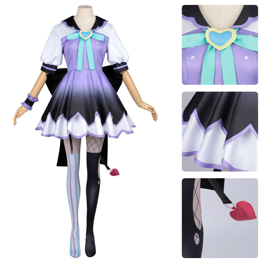 Azuiblc TVアニメ『NEEDY GIRL OVERDOSE パープル・ロリポップ コスプレ衣装 猛毒電波少女 ニディガ ドレス ワンピース ゴスロリ コスチューム