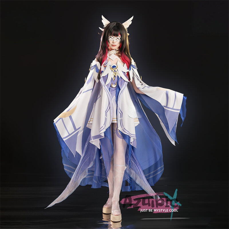 Azuiblc 原神　コロンビーナ(少女) 　コスプレ衣装 3D樹脂製パーツ 髪飾り付き ワンピース  再現衣装 - Azuiblc