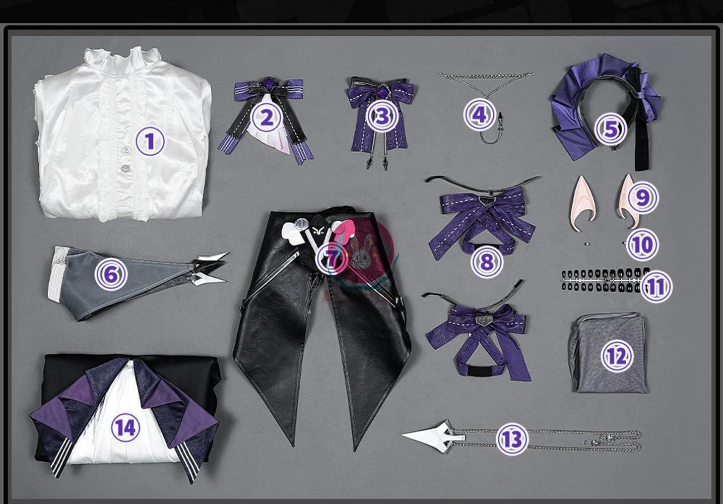 Azuiblc ゼンゼロ ビビアン 3D樹脂アクセサリー 　コスプレ衣装靴飾り付き コスチュームセット バンパイア 吸血鬼 お洋服 ゴシック おしゃれ - Azuiblc