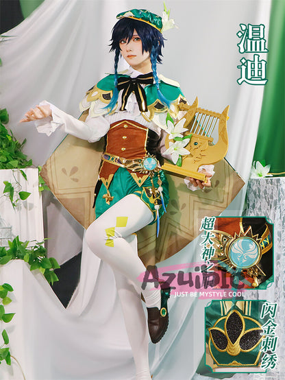 Azuiblc　原神　 バルバトス　ウェンティ　コスプレ Venti　モンド城 魔神 コスチューム 仮装  ハロウィン　ウェンティ　舞台服 - Azuiblc