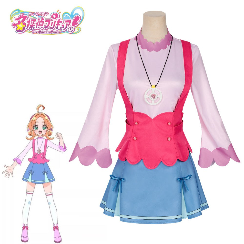 Azuiblc　名探偵プリキュア　明智 あんな　日常服　コスプレ衣装　ドレス　コスチューム