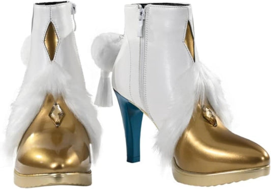 Azuiblc　原神 兹白 しはく コスプレ 靴 白馬の仙人 ハイヒール ブーツ シューズ レディース 女性 コスプレ道具 Cosplay グッズ 小物 - Azuiblc