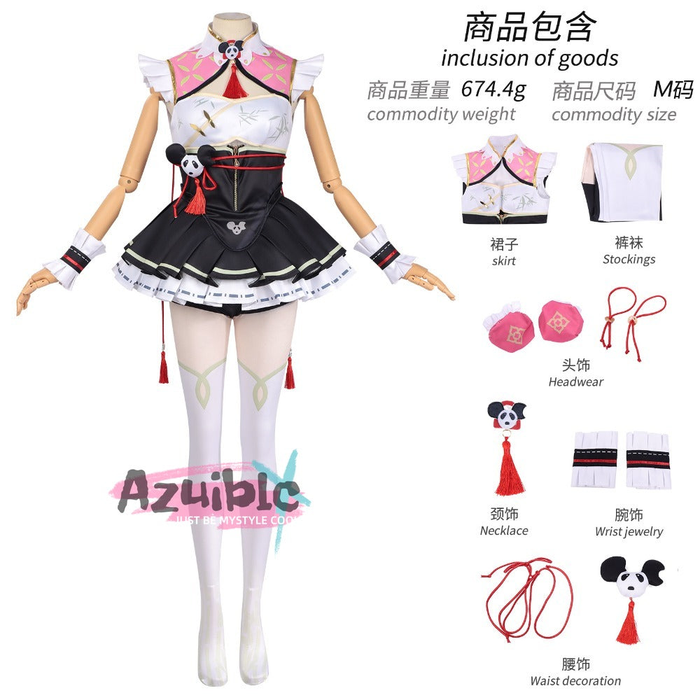 Azuiblc　NTE ちぃちゃん コスプレ衣装 ちぃちゃんコスチューム　ポップン・パンダ　ネバエバ　イベント　中華風　パンダ風　ハロウィン　仮装