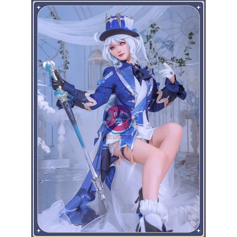 AZUIBLC 原神 フリーナ コスプレ 白 帽子付き コスチュームセット 金属アクセサリー コスプレ衣装 豪華生地　コスチュームセット - Azuiblc