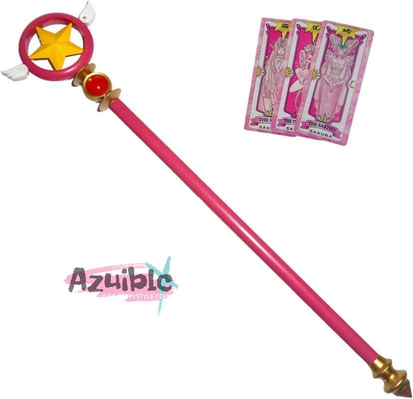 Azuiblc 木之本桜 封印の杖 コスプレ道具　プラスチック製 透明 85cm　 魔法少女 魔法の杖 ステッキ つえ 杖 きのもと さくら　Cosplay コスプレ小物 - Azuiblc