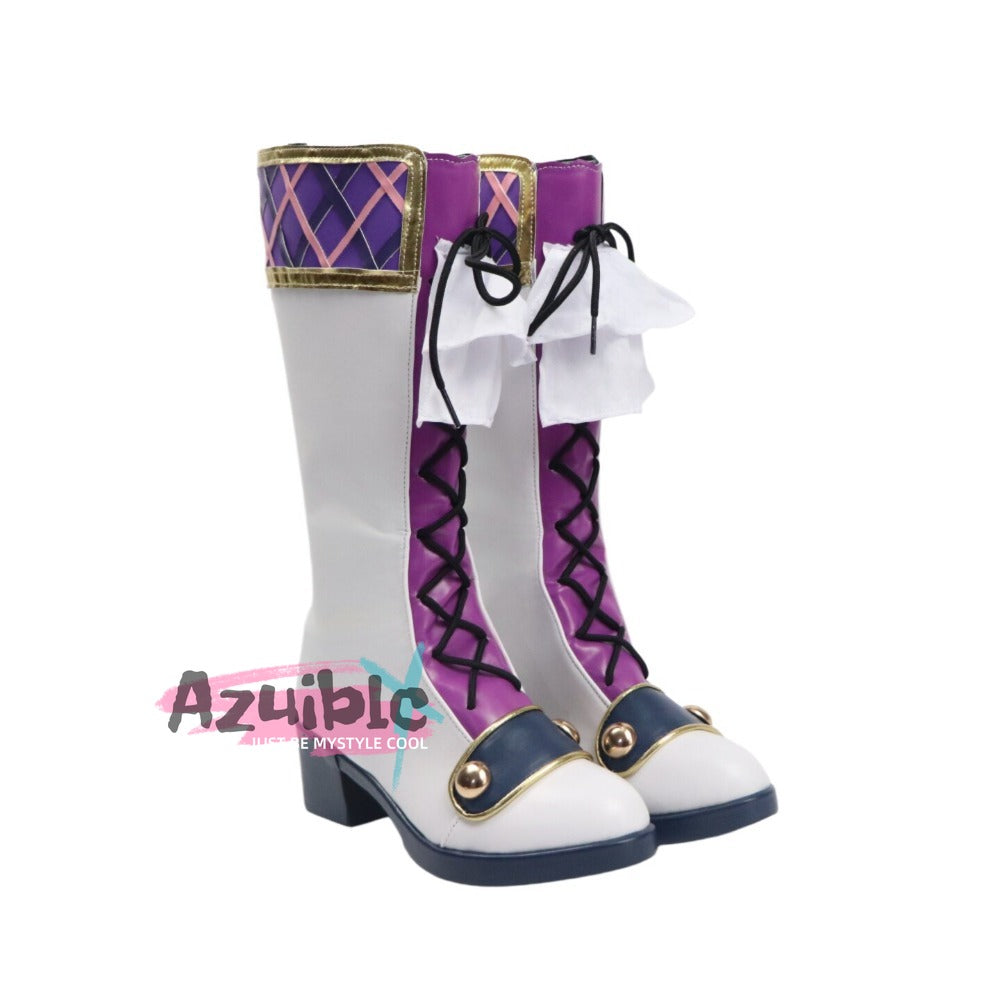 Azuiblc　アイカツ!　アイドルカツドウ　氷上 スミレ　紫色　ブーツ　コスプレ道具　靴　ハロウィン　舞台対応