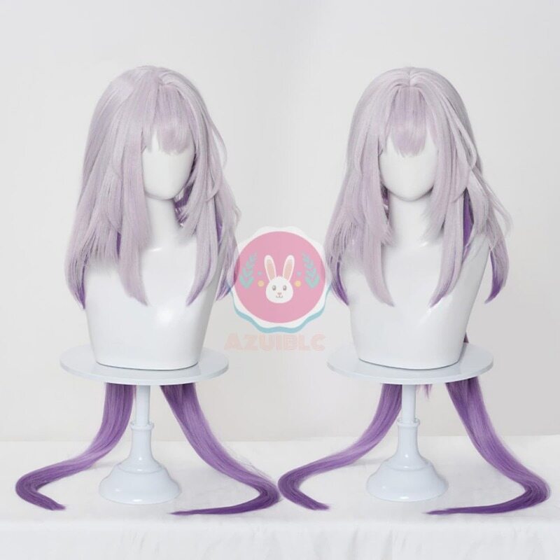 Azuiblc崩壊  スターレイル  キャストリス コスプレ ウィッグ 紫 灰白 グラデーション ロング ネット付きかつら 鬘 WIG  コスプレ道具  - Azuiblc