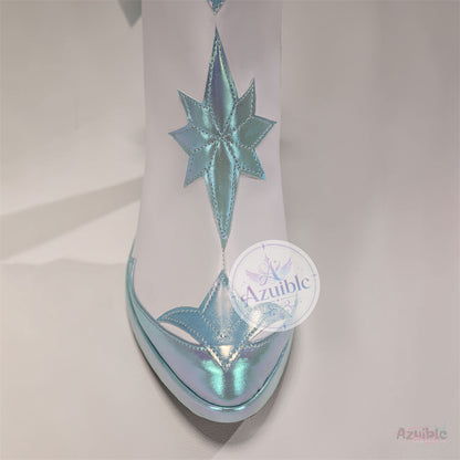 Azuiblc 原神 アナスターシャ コスプレ靴｜氷の女皇 9.5cmヒール PUレザーブーツ