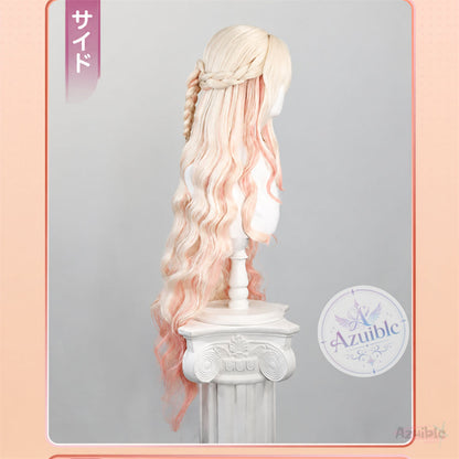 Azuiblc アークナイツ ジャシンタ コスプレウィッグ｜ピンクグラデーション・編み込みロングヘア