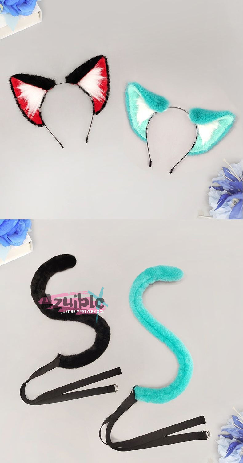 Azuiblc　NTE　ナナリ　コスプレ道具　髪飾　ミント　アクセサリー　ヘアアクセサリー　尻尾 ネバエバ
