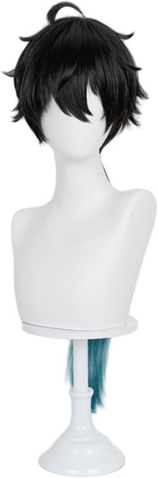 【Azuiblc】崩壊スターレイル　 丹恒・騰荒 コスプレ ウィッグ 黒髪 水色 グラデーション ネット付き 耐熱 崩壊 おしゃれ グッズ アニメ かつら 鬘 コスプレ道具 小物 - Azuiblc