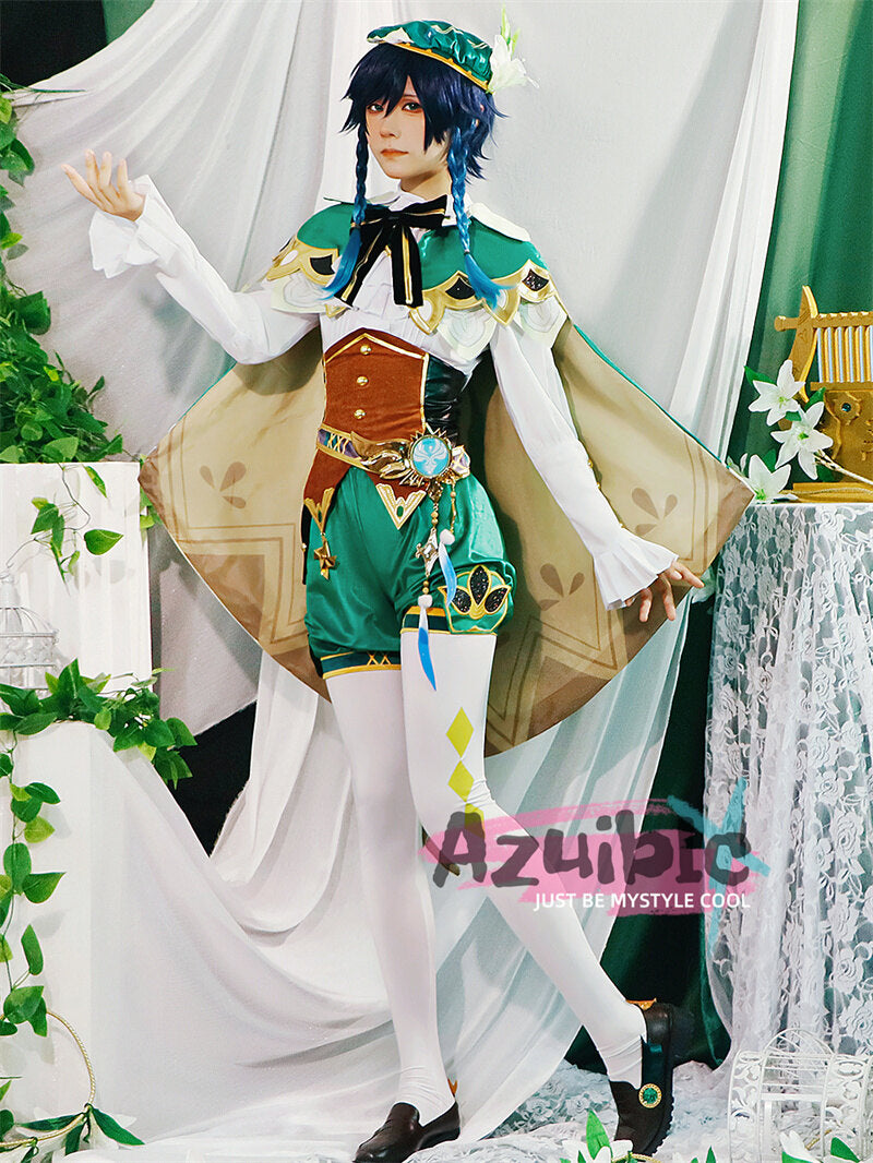Azuiblc　原神　 バルバトス　ウェンティ　コスプレ Venti　モンド城 魔神 コスチューム 仮装  ハロウィン　ウェンティ　舞台服 - Azuiblc
