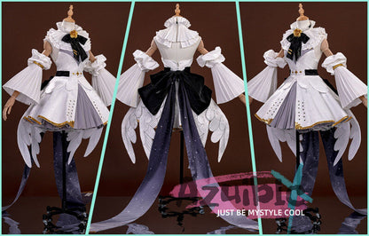 Azuiblc 初音ミク 　シンフォニー2025  舞台服　ワンピース　礼服　白色　王冠付き　講演 0周年記念 舞台衣装 | 王冠付き白ワンンピース礼服セット コスプレ - Azuiblc