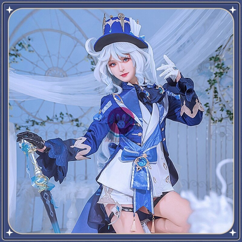 AZUIBLC 原神 フリーナ コスプレ 白 帽子付き コスチュームセット 金属アクセサリー コスプレ衣装 豪華生地　コスチュームセット - Azuiblc