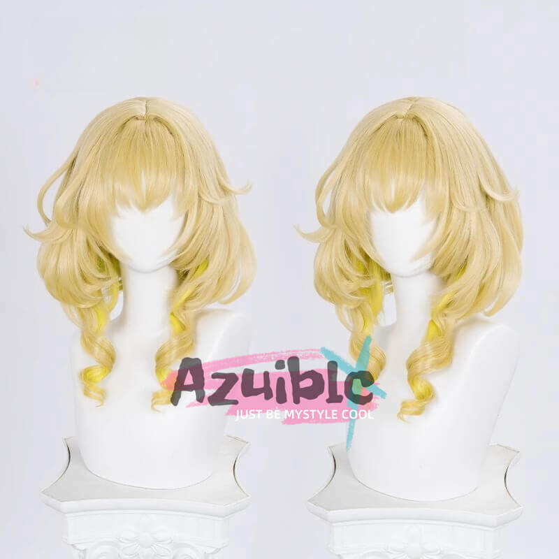 Azuiblc 崩壊スターレイル アグライア 　ウィッグ　金色　 オンパロス　 Aglaea　コスプレ　カツラ　Azw009 - Azuiblc