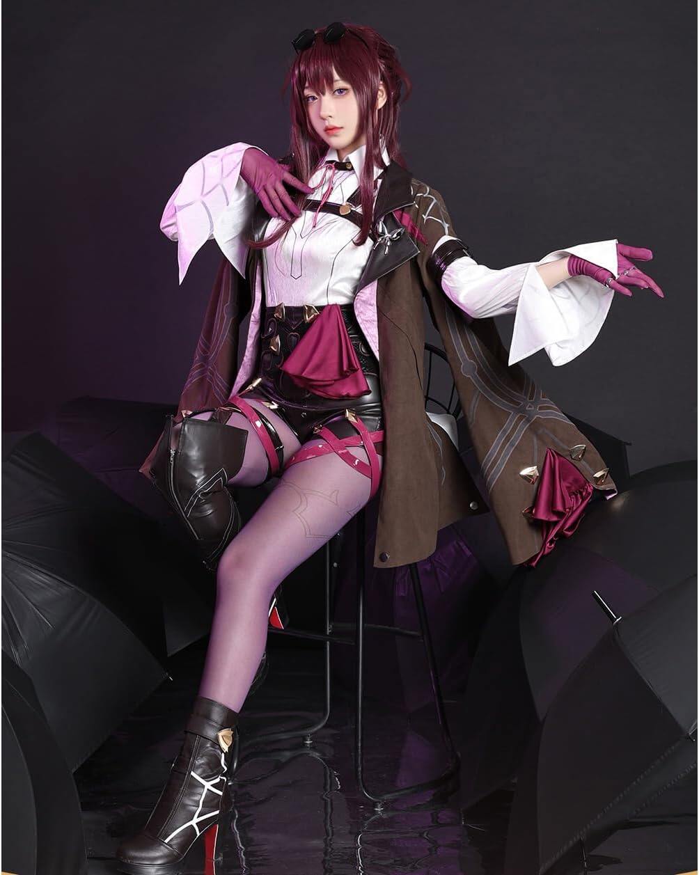 Azuiblc 崩壊スターレイル黄泉 よみ 赤  コスプレ衣装 コスチュームセット 金属アクセサリー グッズ タトゥーシール  おしゃれ アニメ cosplay 変装 仮装 撮影 祭り ハロウィン クリスマス イベント - Azuiblc