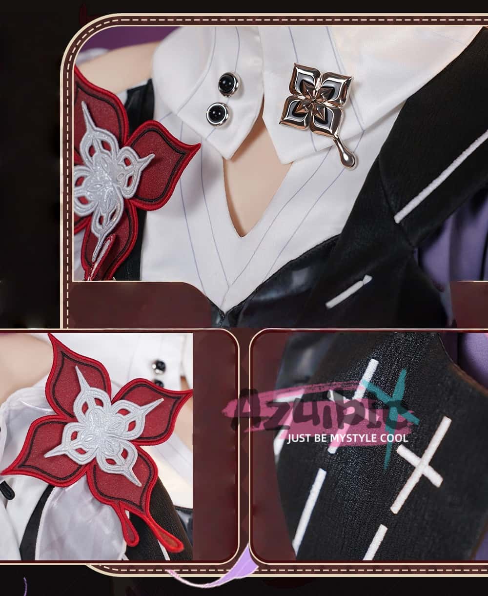 Azuiblc 崩壊スターレイル　長夜月　コスプレ衣装　記憶なのか　金属製パーツ　三月なのか　靴カバー付き　黄金裔　オロニクス　コスチューム - Azuiblc