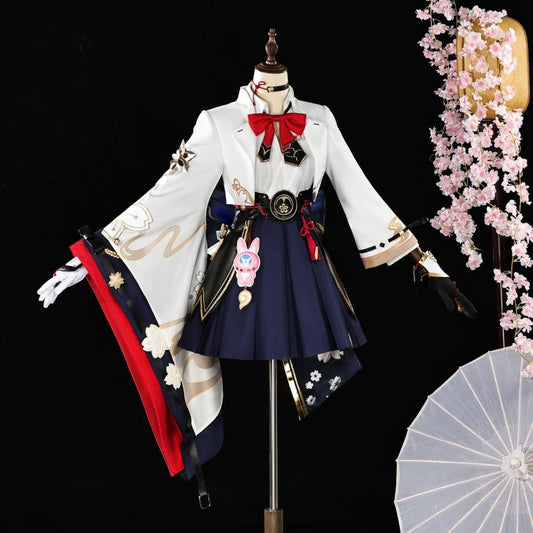 AZUIBLC 崩壊スターレイル  緋英 ひえい コスプレ衣装 キツネ耳付き 髪飾り付き 3dプリント飾り コスプレ コスチュームセット舞台用　ハロウィン　イベント