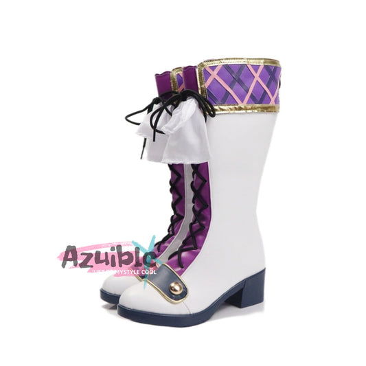 Azuiblc　アイカツ!　アイドルカツドウ　氷上 スミレ　紫色　ブーツ　コスプレ道具　靴　ハロウィン　舞台対応