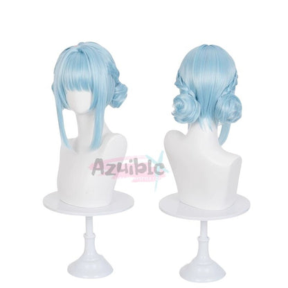 Azuiblc 原神 イネファ 青ウィッグ 前髪40cm 分離式エクステ 高温処理可 コスプレ　ウィッグ　カツラ　ブンブンサンダーウェーブ - Azuiblc