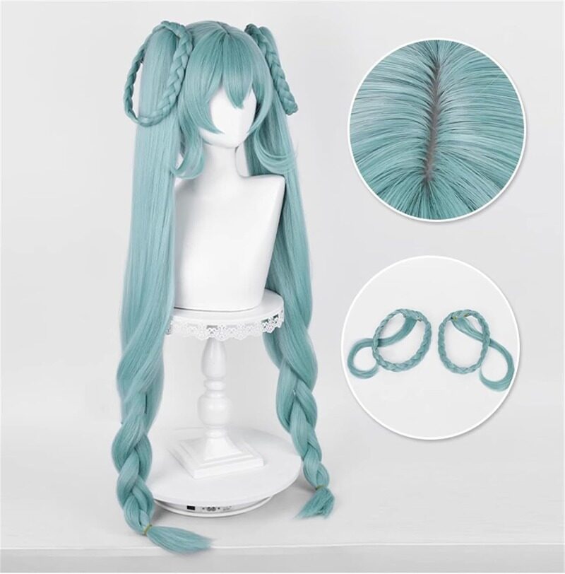Azuiblc 初音ミク 2025雪ミク SNOW MIKU ウィッグ ネット付き コスプレ 水色 白 グラデーション ツインテール カツラ グッズ アニメ かつら 鬘 WIG コスプレ道具 　Azｗ003 - Azuiblc