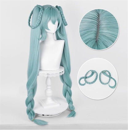 Azuiblc 初音ミク 2025雪ミク SNOW MIKU ウィッグ ネット付き コスプレ 水色 白 グラデーション ツインテール カツラ グッズ アニメ かつら 鬘 WIG コスプレ道具 　Azｗ003 - Azuiblc