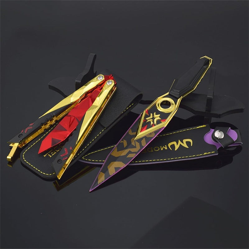 Azuiblc  ヴァロラント ミニチュア 　22cm 17cm ジェット セージ 合金 未開刃 レプリカ フィギュア ソード 剣 欧米風 西洋剣 ミニ武器 片手剣 工芸品 インテリア装備品 おみやげ - Azuiblc