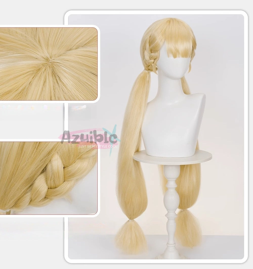 Azuiblc ゼンゼロ 怪啖屋 アリス・タイムフィールド ウィッグ 高温処理可 90cm ミルクゴールド 鬘　コスプレ道具 - Azuiblc