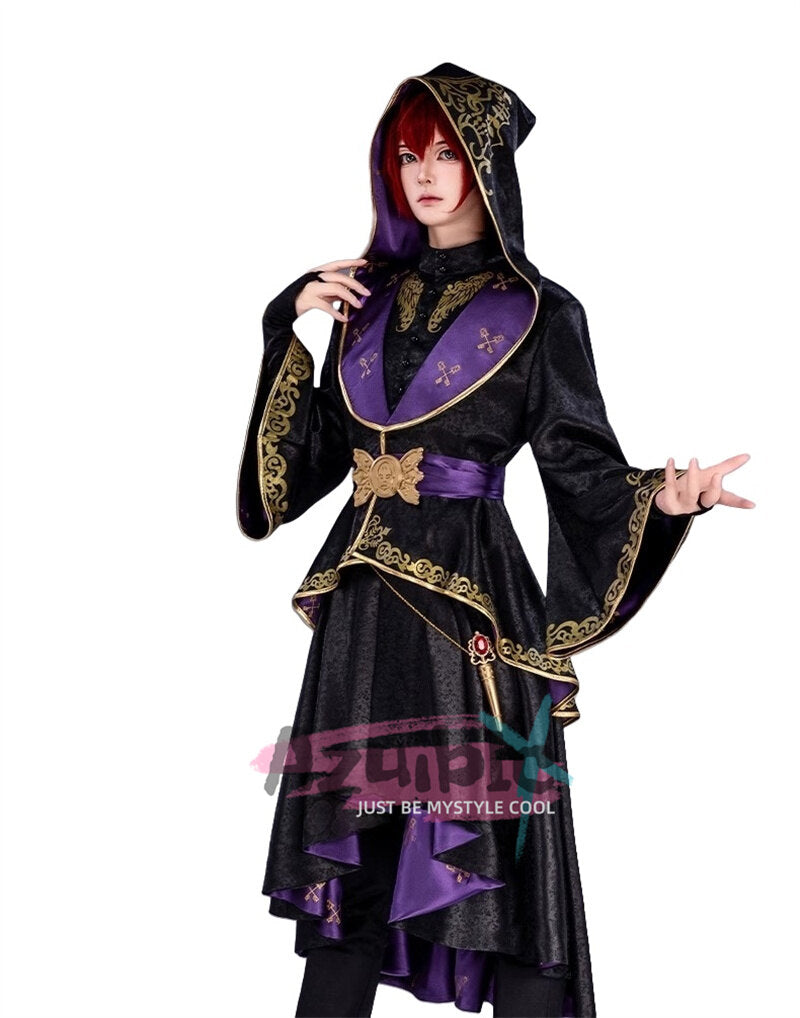 Azuiblc　ツイステッドワンダーランド レオナ/エース/イデア 制服コスプレ　光沢サテン生地+3D樹脂アクセ 暗紋模様入り 柔軟仕様 - Azuiblc