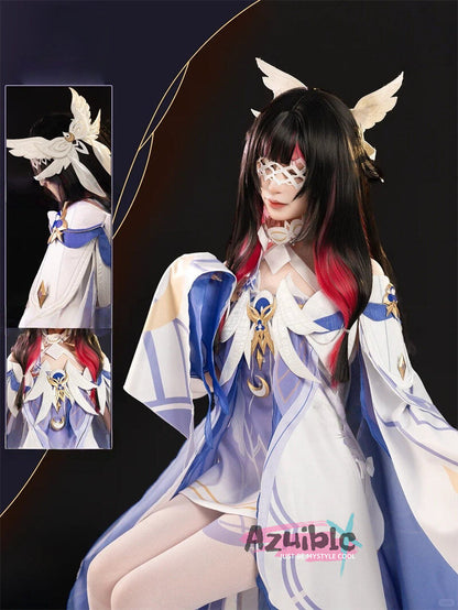 Azuiblc 原神　コロンビーナ(少女) 　コスプレ衣装 3D樹脂製パーツ 髪飾り付き ワンピース  再現衣装 - Azuiblc